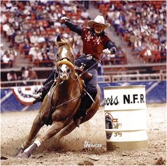 Joyce Jackson riding Trent Tivio at the National Finals Rodeo in Las Vegas, Nevada